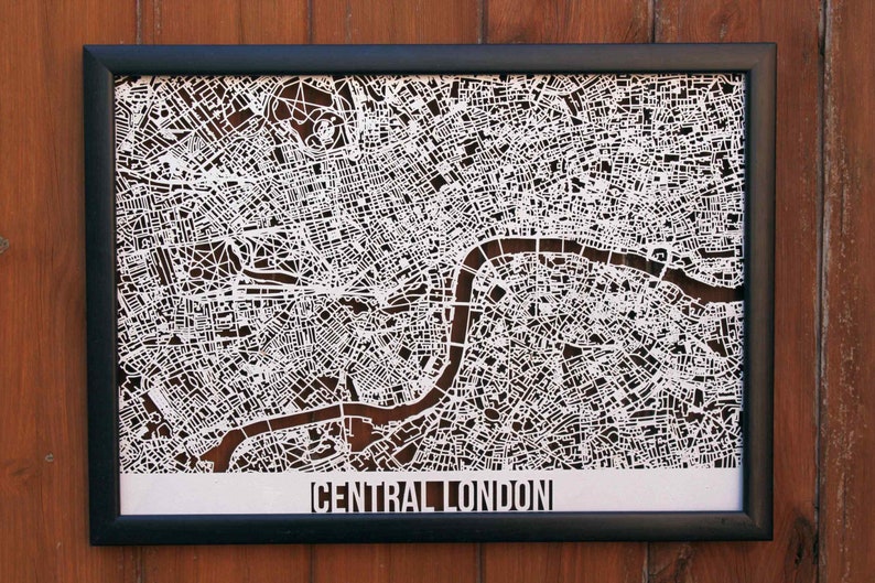 Central London Wood Map Laser Cut Street Maps Wooden Map image 1