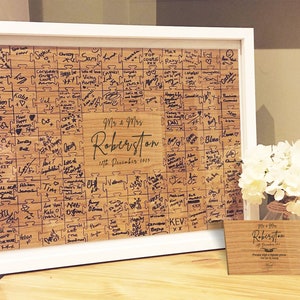 Libro degli ospiti personalizzato con cartello incorniciato o senza cornice - Stile a mano libera - Libro degli ospiti con puzzle per matrimonio