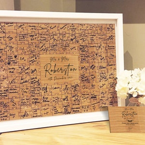 Jigsaw Guestbook Personalised with Sign Framed or Unframed Signature Freehand Style Wedding Puzzle Guestbook image 1