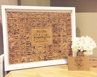 Jigsaw Guestbook Personalised with Sign Framed or Unframed - Signature Freehand Style - Wedding Puzzle Guestbook