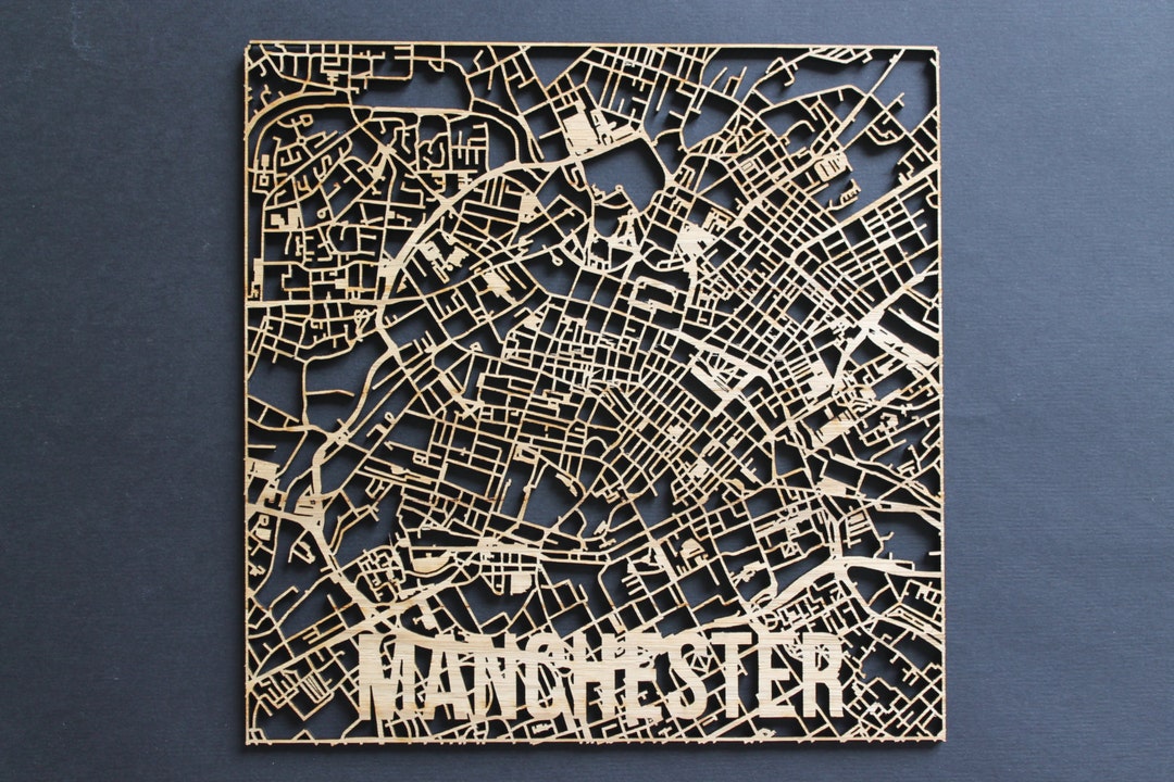 Manchester Laser Cut Street Maps Wooden Map - Etsy