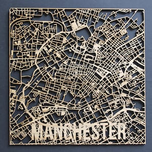 Manchester Laser Cut Straßenkarten Landkarte aus Holz