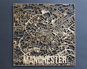 Manchester Laser Cut Street Maps Wooden Map