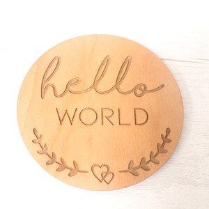 Disque d’annonce de bébé - Nouvelle carte de bébé - Hello World New Baby Gift - Nouvel accessoire photo pour bébé - Cadeau de fête de bébé - Disque Milestone - Cherry
