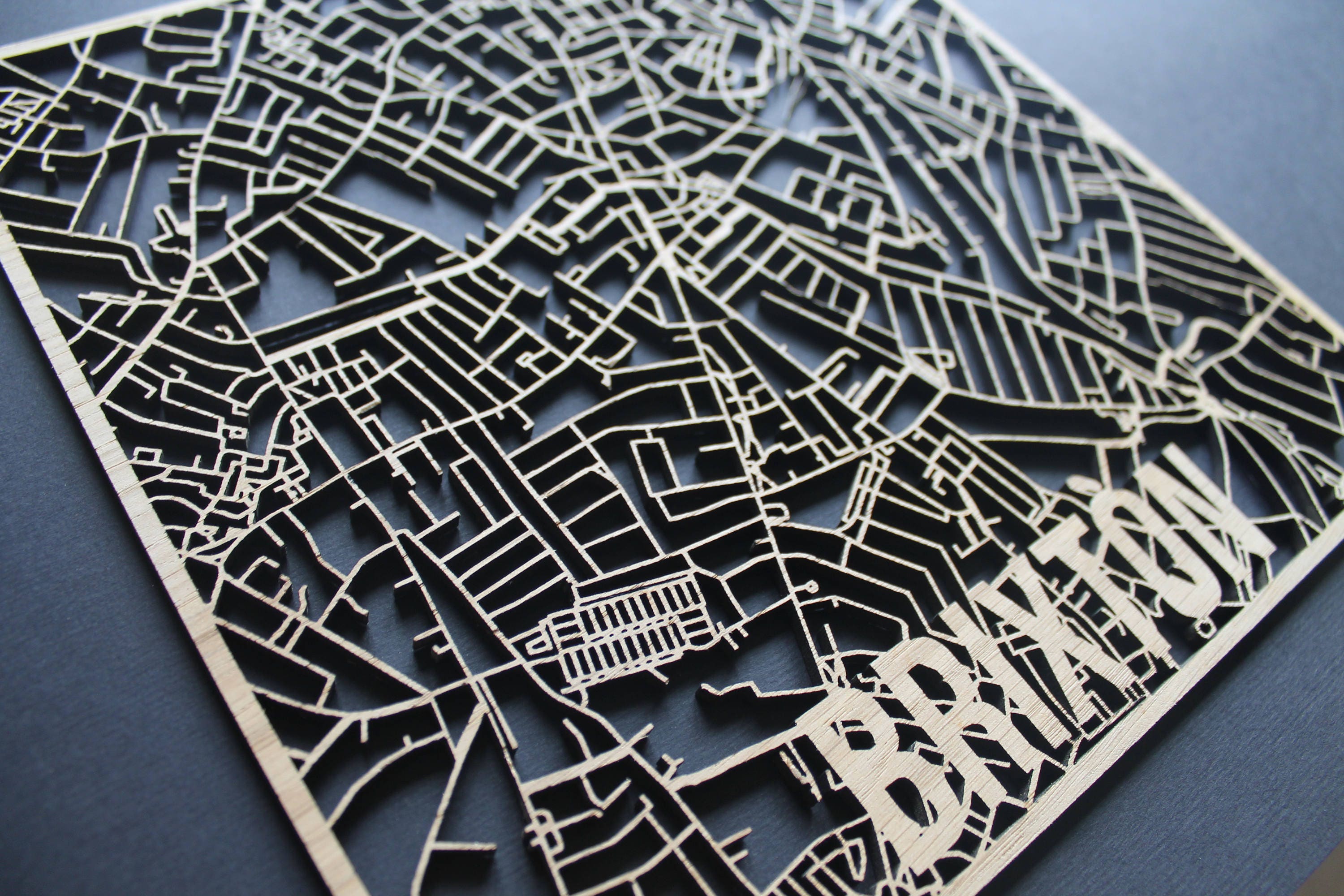 Brixton Solid Wood Laser Cut Street Maps Wooden Map - Etsy UK