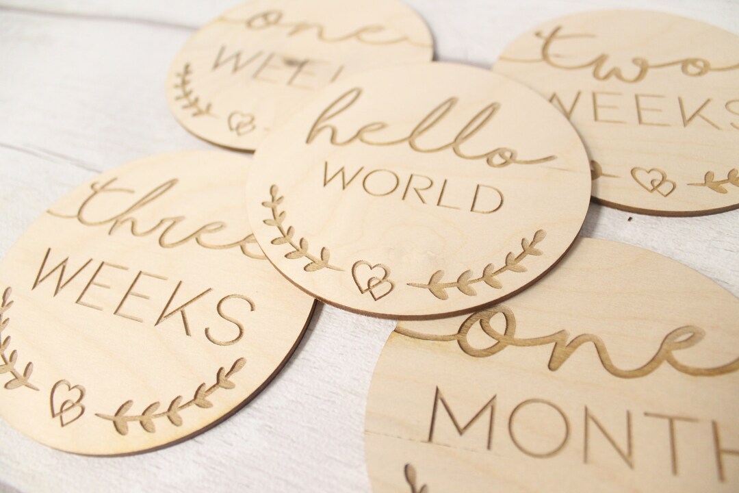 Baby's First Weeks New Baby Milestone Cards Set of 5 - Hello World ...