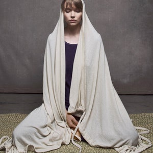 Oversized Meditation Prayer Shawl Blanket, MULTIFUNCTIONAL SPORT WRAP, Throw Blankets, home textile, light 100% merino wool jersey