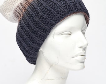 Double handmade knitted hat - winter loop scarf