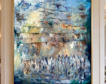 Kotel Wall Art, Abstract Jerusalem Western Wall Painting Printed On Canvas,, Signed & Numbered