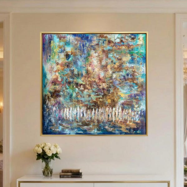 Western Wall Prayer Painting, Abstract Judaica Wall Art For Jewish Home Decor