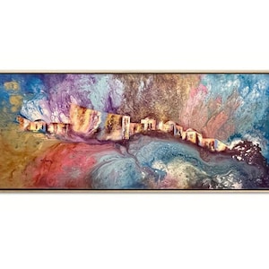 Abstract Jerusalem Landscape – Colorful Judaica Canvas Wall Art, Israeli Cityscape Print, Modern Jewish Home Decor, Spiritual Artwork