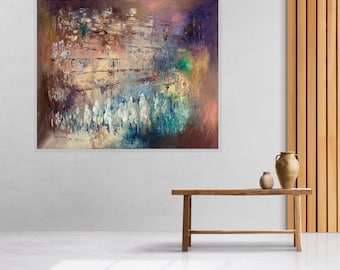 Prayer at the Western Wall – Abstract Jerusalem Judaica Art Print – Kotel Painting with Divine Light & Spiritual Jewish Theme