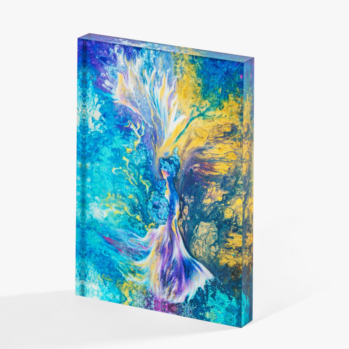 Come Bride 3D Crystal Art – Abstract Judaica Block with Peace Doves – Lecha Dodi Inspired Jewish Home Decor