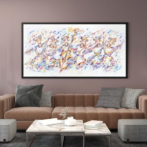 Hassidim Klezmers Abstract Judaica Art, Jerusalem Print, Jewish Painting,