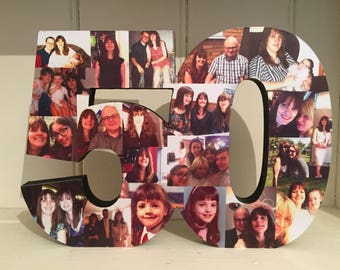 freestanding double photo number photo collage birthday etsy