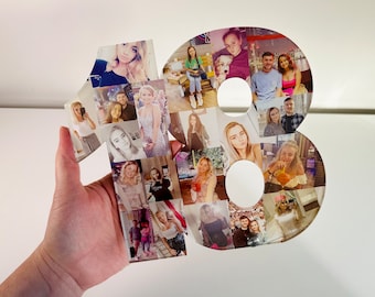 Acryl Foto Zahlen Collage, Geburtstagsgeschenk, Fotogeschenk, personalisiertes Geschenk,