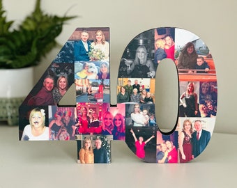 Freestanding Double Photo Number, Photo Collage, Birthday Gift, Photo Gift, Photo letter, Personalised gift,