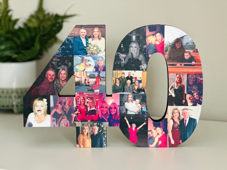 Freestanding Double Photo Number, Photo Collage, Birthday Gift, Photo Gift, Photo letter, Personalised gift, image 1