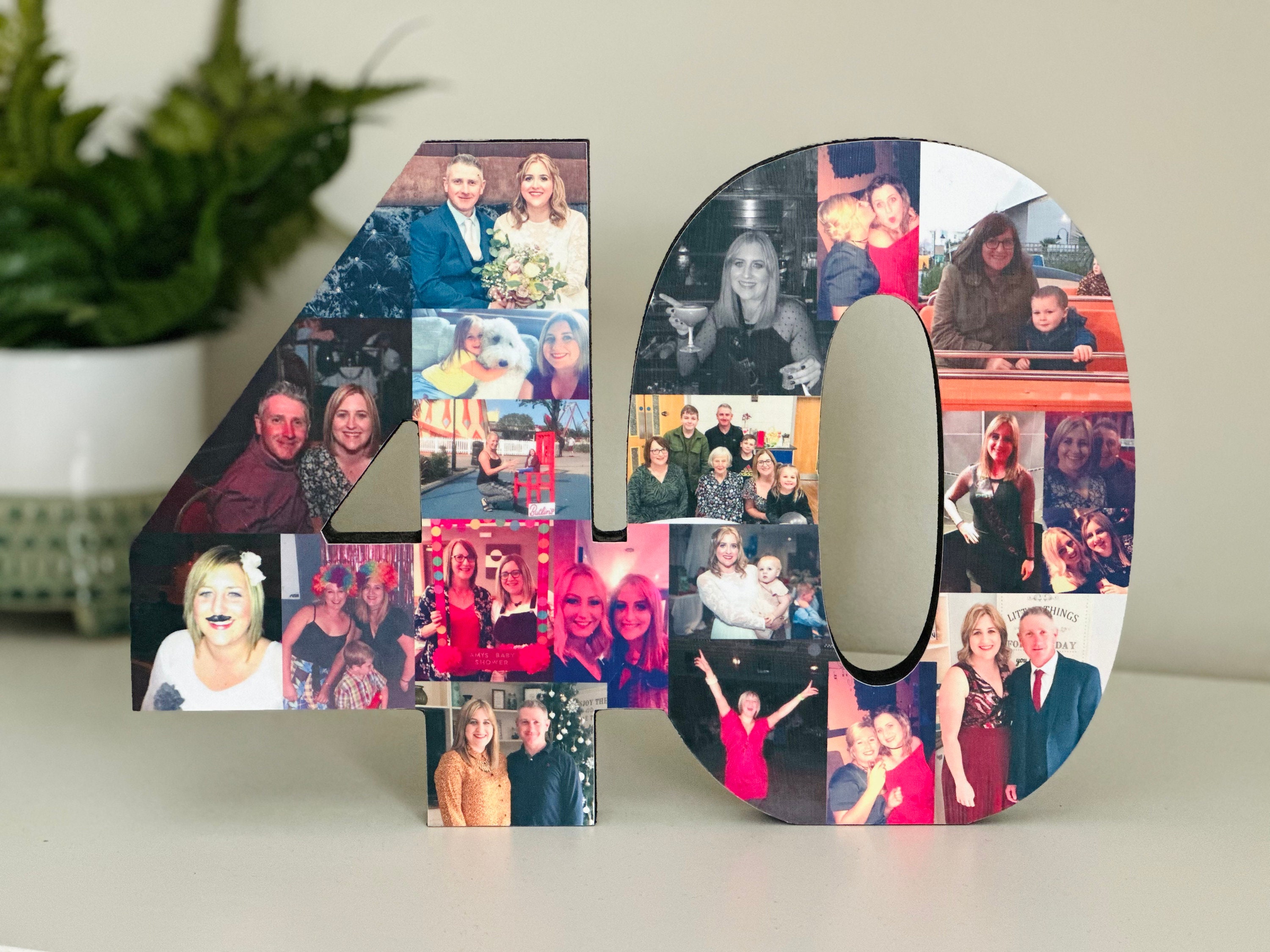 Freestanding Double Photo Number Photo Collage Birthday