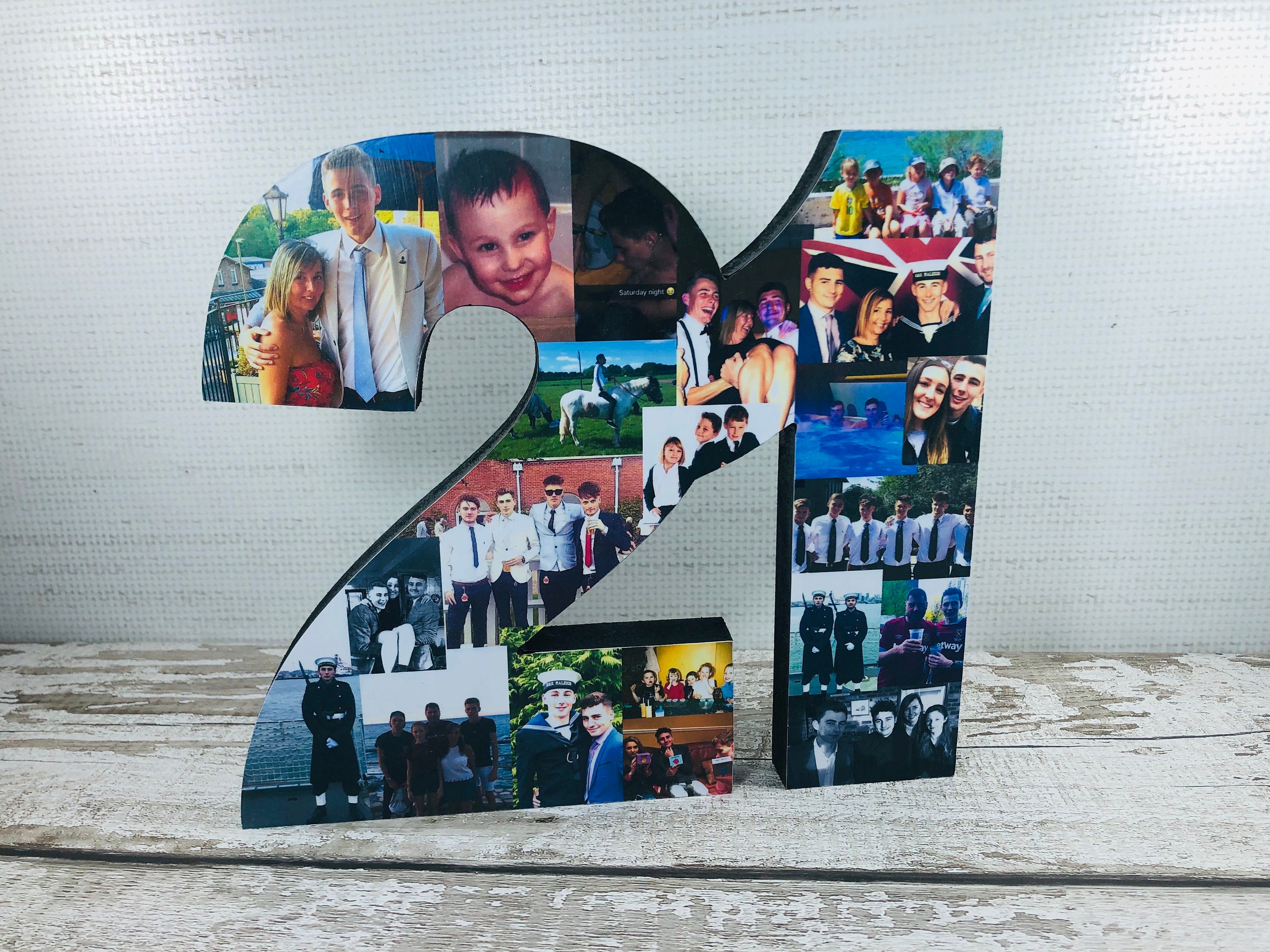 Freestanding Double Photo Number Photo Collage Birthday Etsy