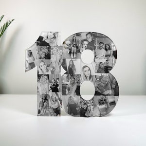 18 Number Photo Collage, Photo Gift, 18th birthday gift for girl or boy
