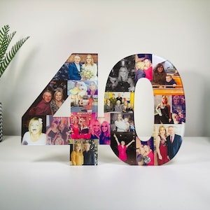 Collage de numéros de photos en acrylique, cadeau d'anniversaire, cadeau photo, cadeau personnalisé,
