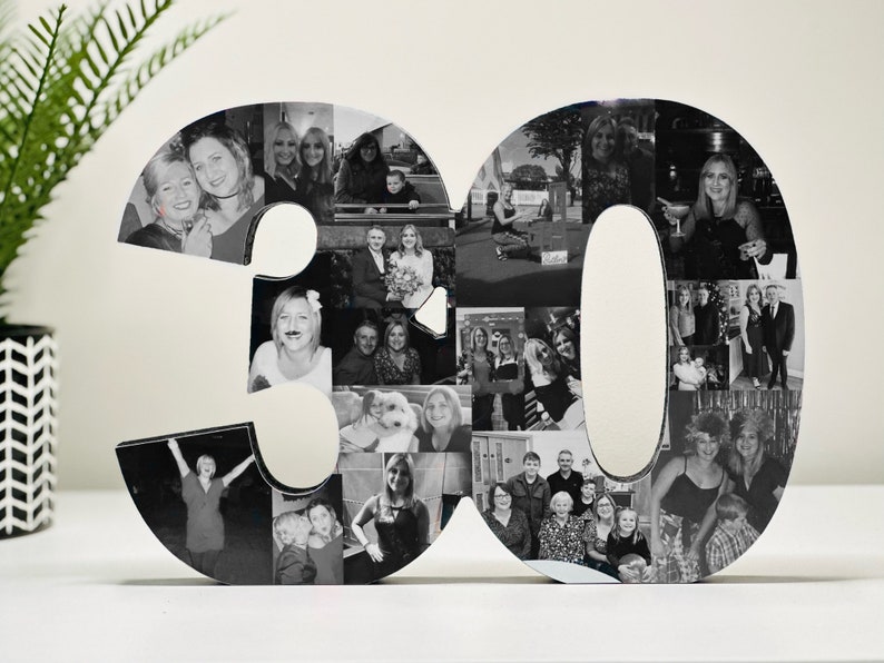 30th Birthday Photo Collage Gift, 30th Wedding Anniversary Gift, 30th gift for her, 30th gift for him, Pearl Wedding, milestone birthday image 5