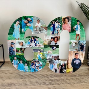 Collage de numéros de photos en acrylique, cadeau d'anniversaire, cadeau photo, cadeau personnalisé,