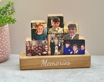 Personalisierte hölzerne Fotoblöcke, benutzerdefinierte Stapelblöcke Geschenk, UV gedrucktes Fotoandenken für Geburtstag, Freund, Familie