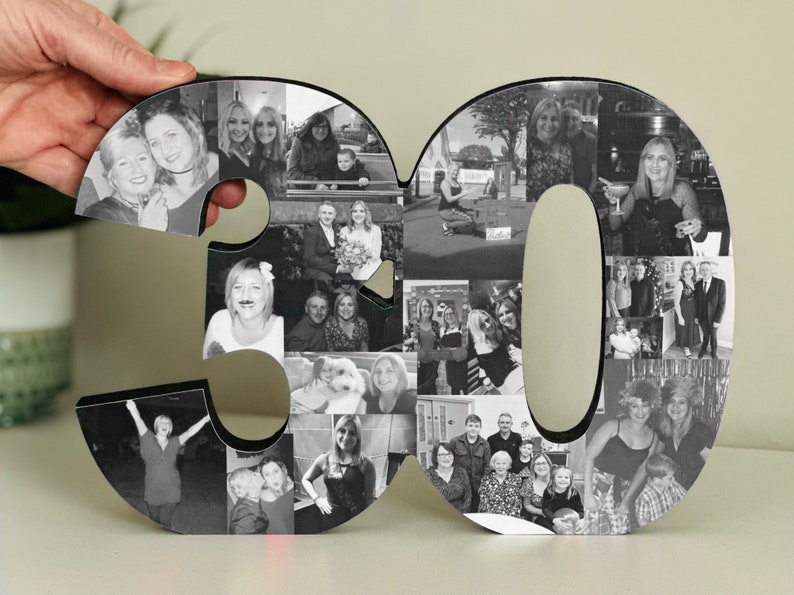 30th Birthday Photo Collage Gift, 30th Wedding Anniversary Gift, 30th gift for her, 30th gift for him, Pearl Wedding, milestone birthday image 8