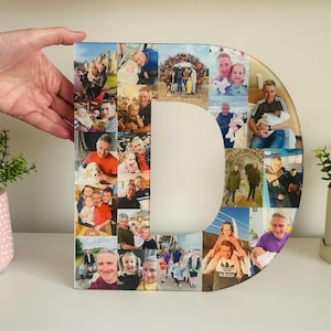 Collage de letras fotográficas de 30 cm, regalo fotográfico con inicial personalizado