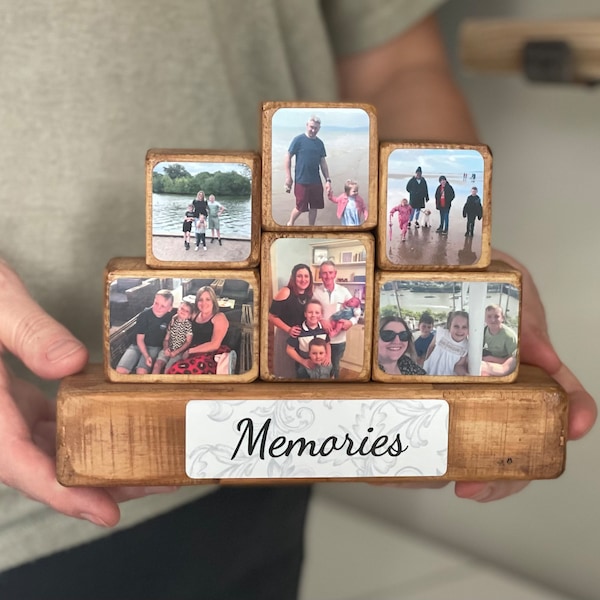 Conjunto de bloques de fotos apilables - Regalo fotográfico, Bloque de fotos de madera