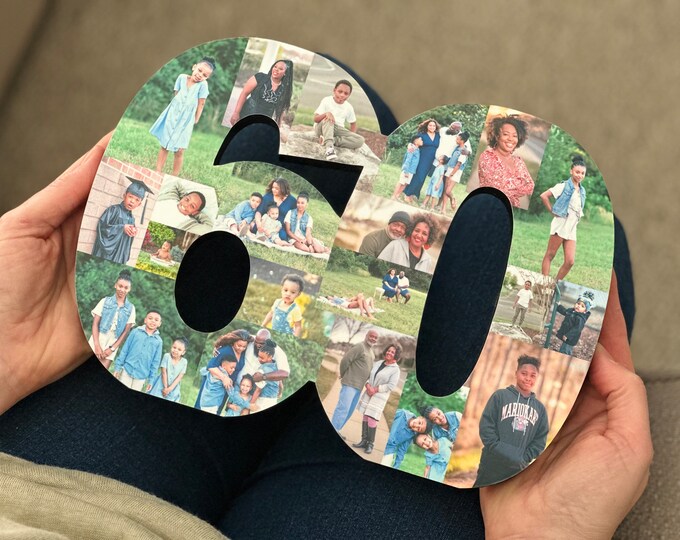 Freestanding Double Photo Number, Photo Collage, Birthday Gift, Photo ...