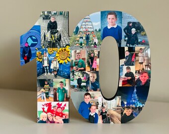 Freestanding Double Photo Number, Photo Collage, Birthday Gift, Photo Gift, Photo letter, Personalised gift,