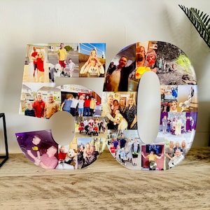 Double Photo Number, Photo Collage, Birthday Gift, Photo Gift, Photo letter, Personalised gift,
