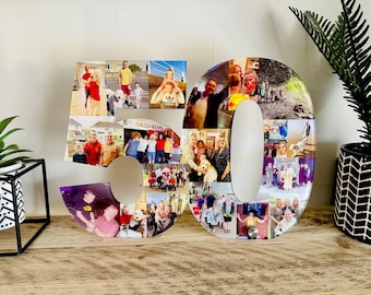 Doppel Foto Zahl, Foto Collage, Geburtstagsgeschenk, Foto Geschenk, Foto Buchstabe, personalisiertes Geschenk,