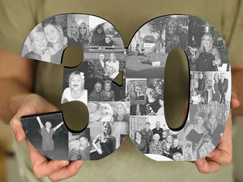 30th Birthday Photo Collage Gift, 30th Wedding Anniversary Gift, 30th gift for her, 30th gift for him, Pearl Wedding, milestone birthday image 2