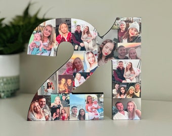 Freestanding Double Photo Number, Photo Collage, Birthday Gift, Photo Gift, Photo letter, Personalised gift,