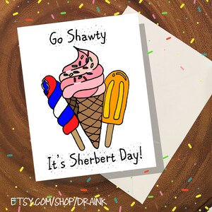 It&#39;s Sherbert Day / It&#39;s Your Birthday / Ice Cream Popsicle Birthday Card / Kids Party Invitation