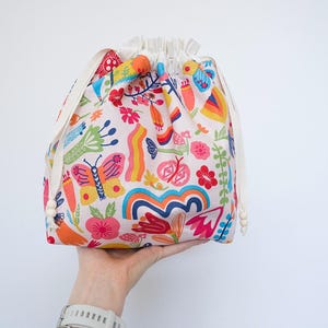 Knitting project bag Drawstring bag Craft bag Yarn bag Crochet bag Knitting tote Gift for knitters Project bag for knitting Yarn organizer
