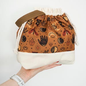 Knitting project bag Drawstring bag Craft bag Yarn bag Crochet bag Knitting tote Gift for knitters Project bag for knitting Yarn organizer