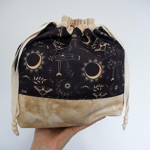 Knitting project bag Drawstring bag Craft bag Yarn bag Crochet bag Knitting tote Gift for knitters Project bag for knitting Yarn organizer