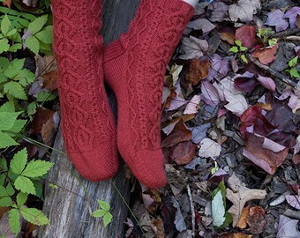 Sock Knit Pattern Easy sock pattern Gift for knitter Autumn Ember socks Beginner sock pattern Women sock knit pattern Cable socks pattern