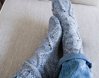 Knit socks pattern Beginner socks pattern Easy sock pattern Cable knit sock pattern Frosty Meadow Socks Women knitting pattern socks PDF