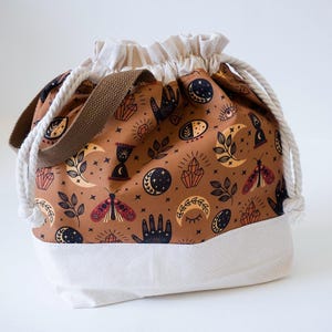 Knitting project bag Drawstring bag Craft bag Yarn bag Crochet bag Knitting tote Gift for knitters Project bag for knitting Yarn organizer
