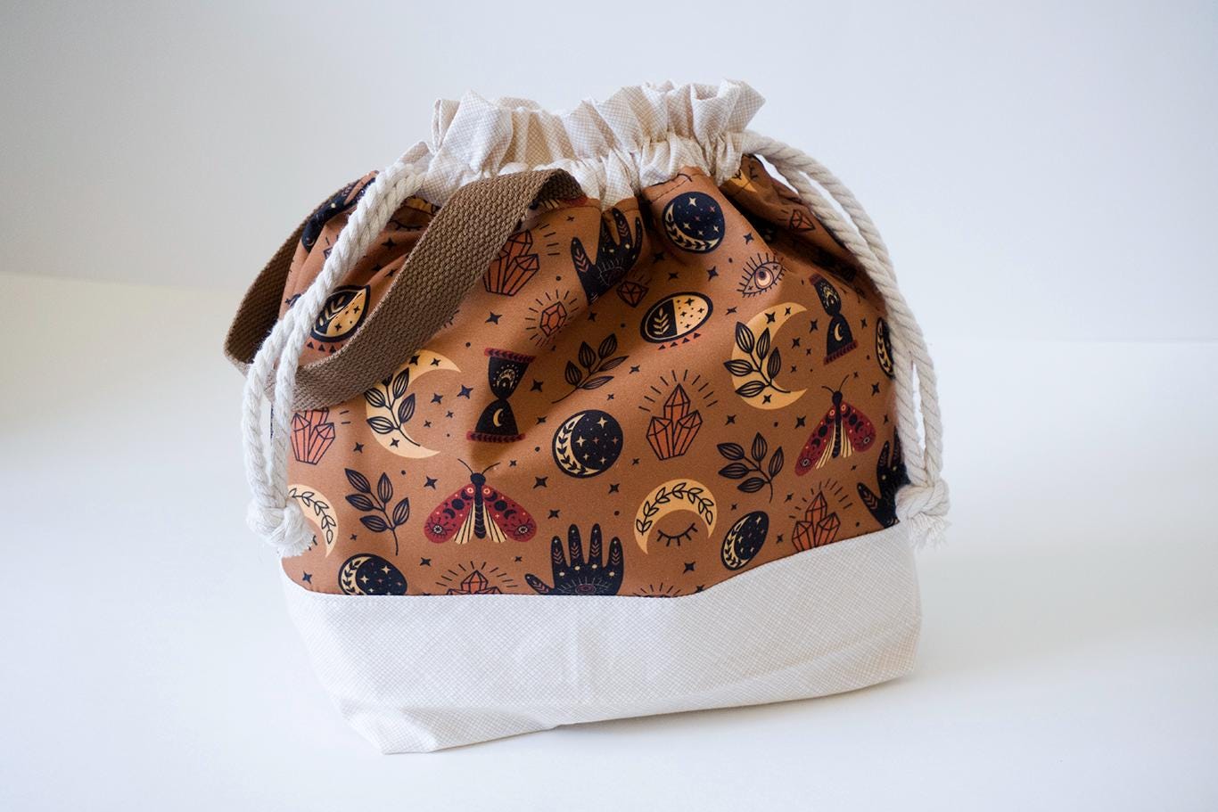Knitting project bag Drawstring bag Craft bag Yarn bag Crochet bag Knitting tote Gift for knitters Project bag for knitting Yarn organizer