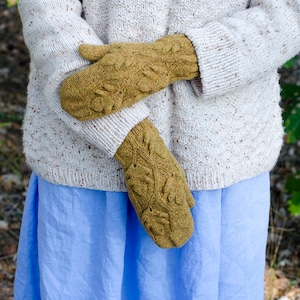 Mittens knit pattern Mittens for women pattern Fall Foliage Mittens Beginner knit mittens pattern Easy knit mittens pdf Cable knit mittens