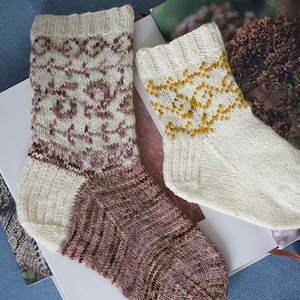 Sock knit pattern Basic knit socks pattern Colorwork socks pattern Easy socks pattern Beginner socks pattern Poetry socks How to knit socks