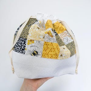 Knitting project bag Drawstring bag Craft bag Yarn bag Crochet bag Knitting tote Gift for knitters Project bag for knitting Yarn organizer