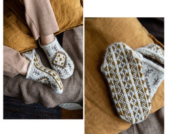 Patrón de zapatillas de punto Patrón de punto de calcetines Patrón de calcetines de colorwork Zapatillas Spadok Patrón de zapatillas de mujer Patrón de calcetines de punto de colorwork
